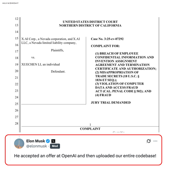 硅谷炸雷！xAI创始老哥携机密叛逃OpenAI，马斯克：他上传了整个代码库-第2张图片-悦刻网上商城官方网站-正品优惠，尽在悦刻官方网站